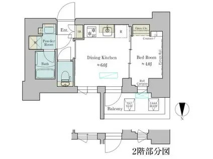 BRILLIA IST 武蔵小杉(2LDK/2階)の間取り写真