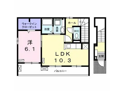 リーガル ハイツ(1LDK/2階)の間取り写真