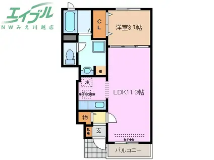 カーサ ラピタ(1LDK/1階)の間取り写真