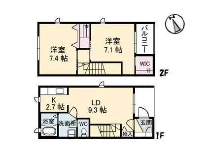 アーバンヒルズ(2LDK/1階)の間取り写真