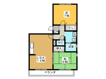 エスパス寺島(2LDK/1階)の間取り写真