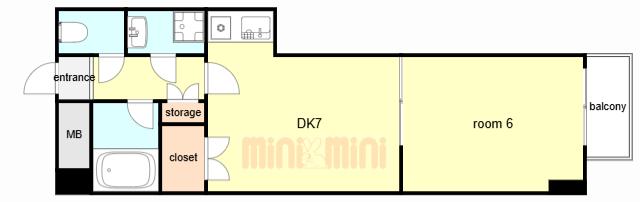 セルダン芦屋(1DK/1階)の間取り写真