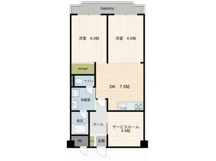 ポートハイム弘明寺第2(2SDK/3階)の間取り写真