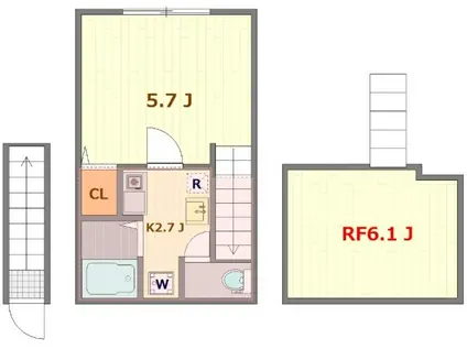 バーミープレイスひばりヶ丘(1K/2階)の間取り写真