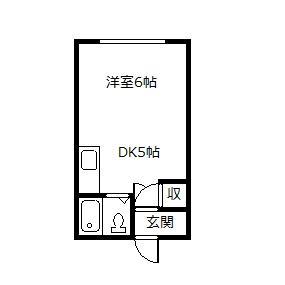 メゾン北(1DK/2階)の間取り写真