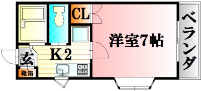 レジデンス上安(1K/1階)の間取り写真