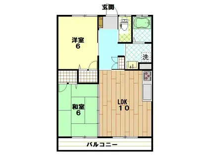 オークなかむら(2LDK/1階)の間取り写真
