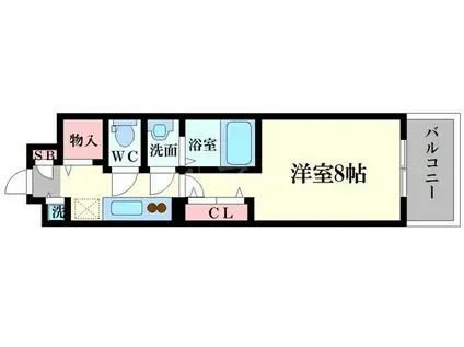 ラグゼ難波南(1K/12階)の間取り写真