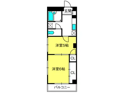メゾンモトマチ(2K/1階)の間取り写真