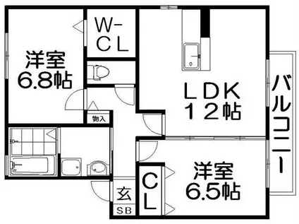 コージィコート星田(2LDK/2階)の間取り写真