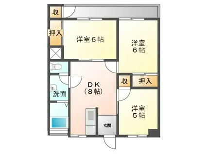 米山ハイツ(3DK/4階)の間取り写真