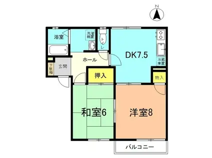 サンハイツ豊原(2DK/2階)の間取り写真