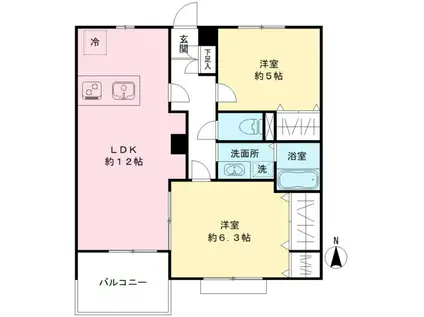 クレールハイムA(2LDK/1階)の間取り写真