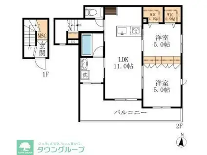 メゾン・ド・ファミーユ(2LDK/2階)の間取り写真