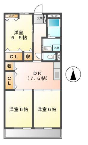 エクセレンス(3DK/1階)の間取り写真