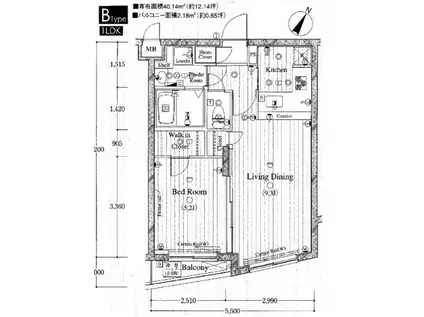 ルリオン板橋プレミアムコート(1LDK/4階)の間取り写真