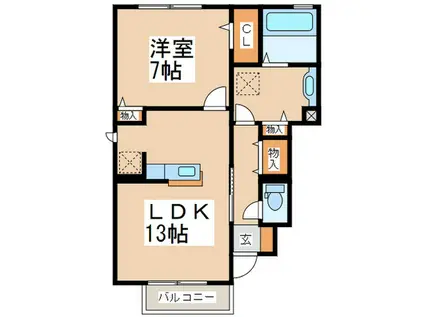 ヴェルドミールI(1LDK/1階)の間取り写真