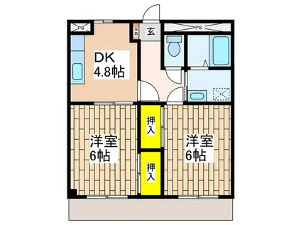 奥田ハイツ(2DK/1階)の間取り写真
