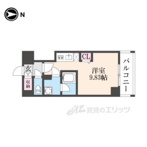 阪急京都線 西京極駅 徒歩18分 7階建 築1年(1K/3階)の間取り写真