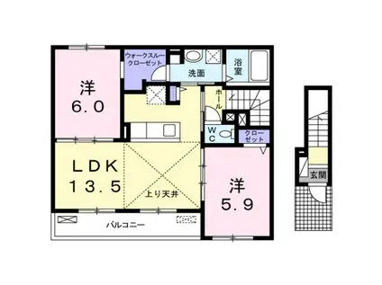 グラッツィア串戸(2LDK/2階)の間取り写真