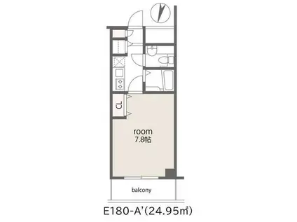 プラティーク馬事公苑(1K/3階)の間取り写真