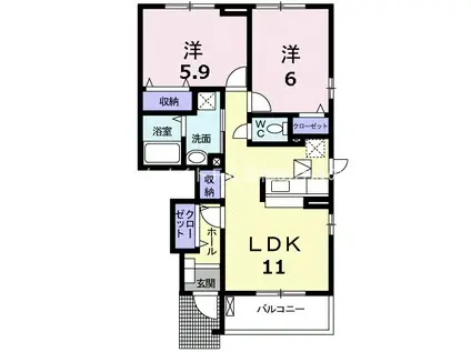 メゾン・リュミエール I(2LDK/1階)の間取り写真