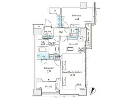 パークコート千代田一番町(2LDK/12階)の間取り写真