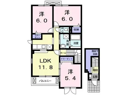 ソレアード・パレス(3LDK/2階)の間取り写真