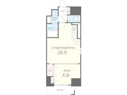 VALENTIA麻布(1LDK/8階)の間取り写真