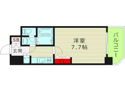 ジュネーゼプレシャス森ノ宮(1K/9階)の間取り写真