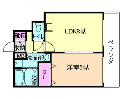 リッチパーシモ塚本(1LDK/2階)の間取り写真