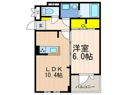 パレス藤阪東(1LDK/2階)の間取り写真
