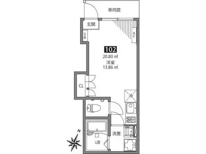 N-DORM(ワンルーム/1階)の間取り写真