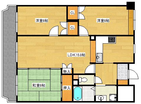 ブリリアンドゥメール(3LDK/1階)の間取り写真