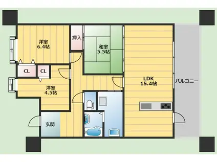 ウイング旭ヶ丘(3LDK/5階)の間取り写真
