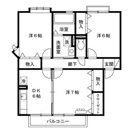 アザレアパークJ棟(3DK/2階)の間取り写真