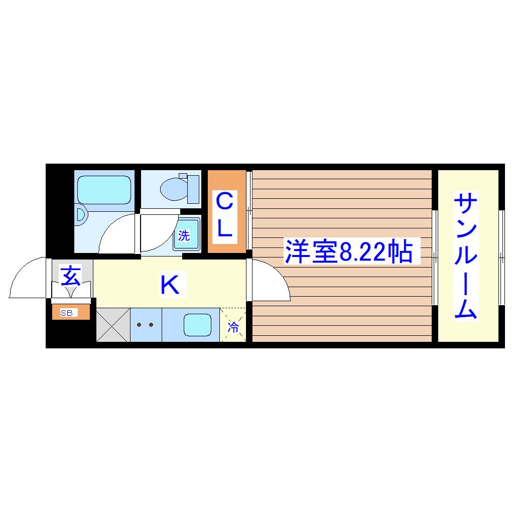 ヴィンダーバール愛(1K/1階)の間取り写真