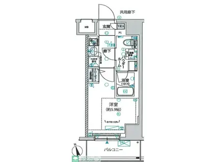 ヴァローレ松戸フィーロ(1K/5階)の間取り写真