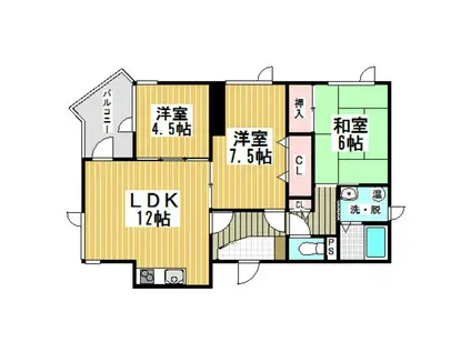 エスパシオ(3LDK/3階)の間取り写真