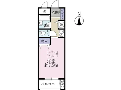 ミレニアム成和(ワンルーム/2階)の間取り写真