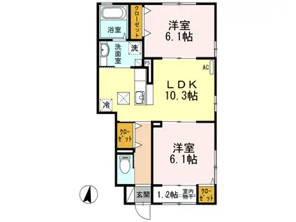 サングリーン(2LDK/1階)の間取り写真