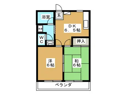 サンリバー高木(2DK/2階)の間取り写真