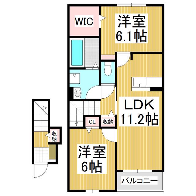 トーレヤ B(2LDK/2階)の間取り写真