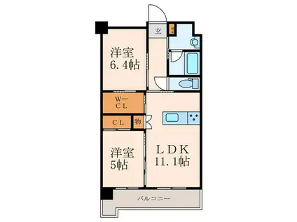 ウイングス西本町(2LDK/4階)の間取り写真