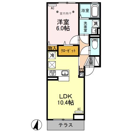 メゾンドコンフォール(1LDK/1階)の間取り写真