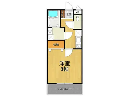 MORES VILLA上ヶ原(1K/1階)の間取り写真