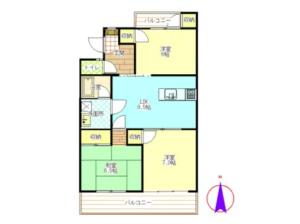 サニーパーク貝沢(3LDK/2階)の間取り写真