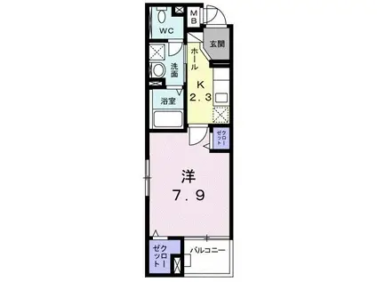 サン グリーン(1K/1階)の間取り写真