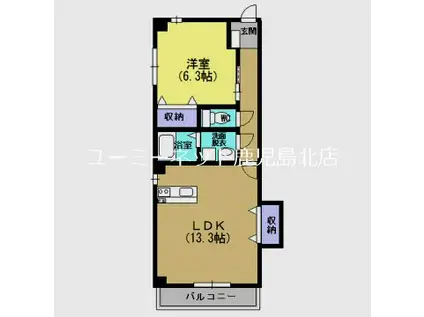 アヴニール(1LDK/2階)の間取り写真