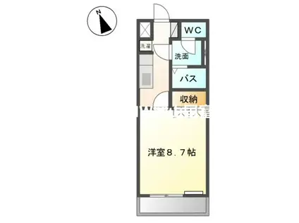 サウスコート・プランドール16(1K/2階)の間取り写真